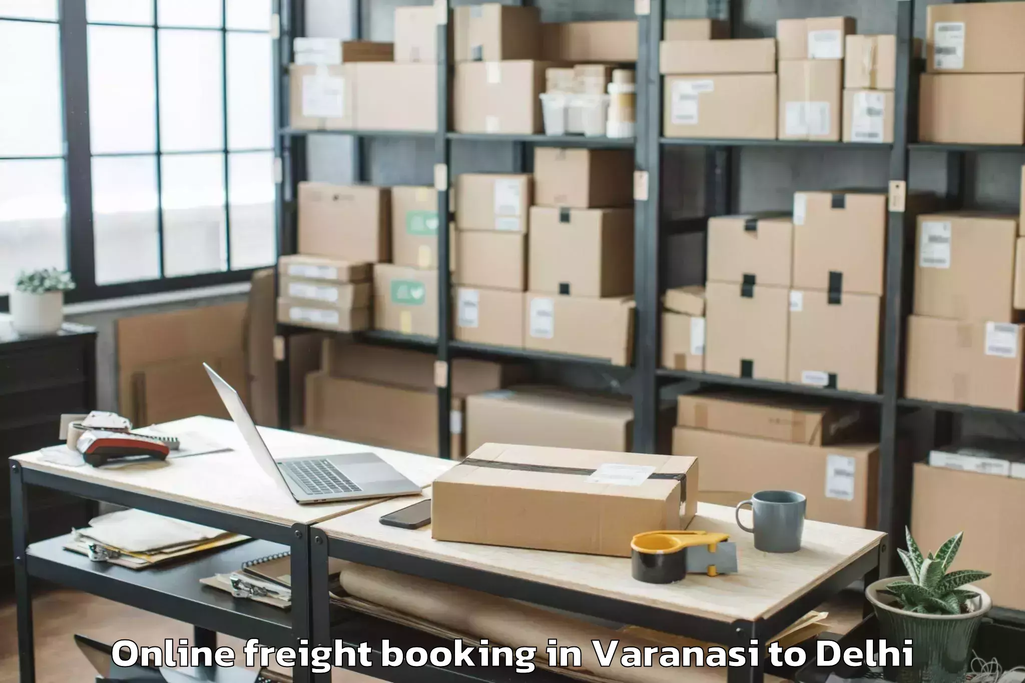 Professional Varanasi to V3s East Centre Mall Online Freight Booking